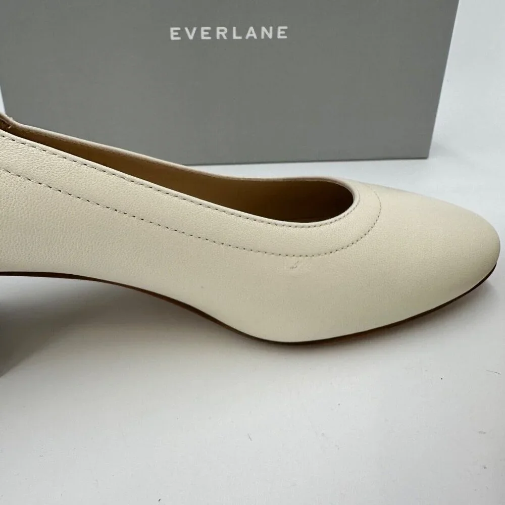 Everlane The Italian Leather Day Heel in Bone 5.5 Women's Elastic Back Comfort